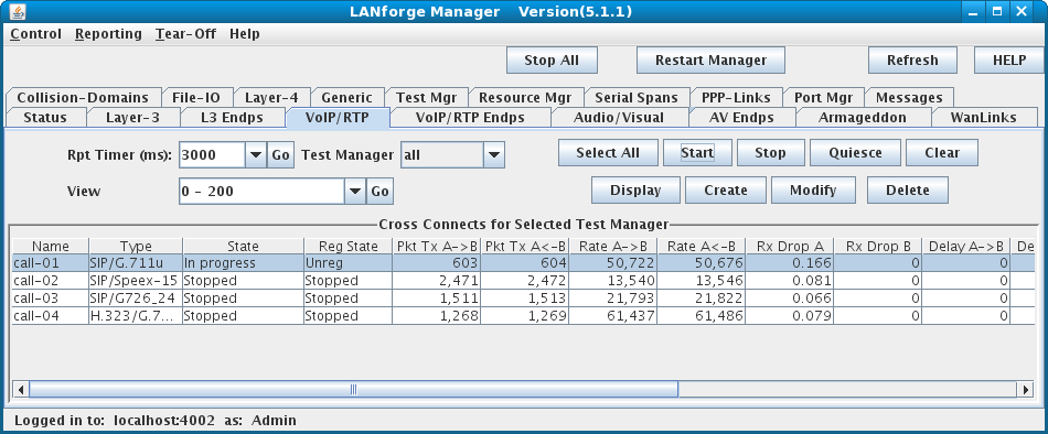 LANforge-GUI VOIP Cross-Connect Panel