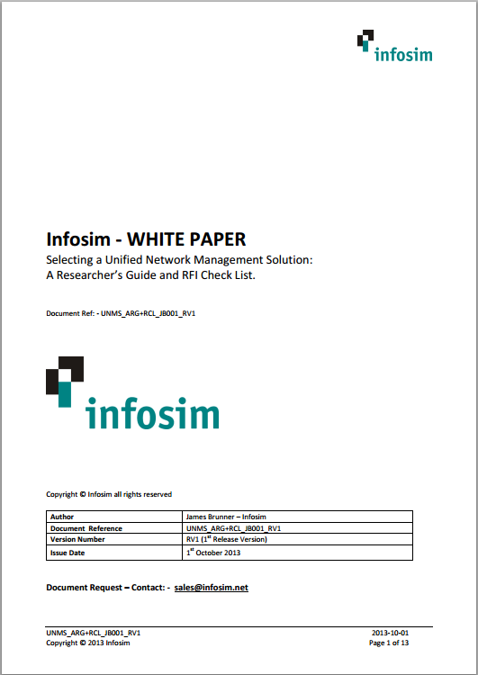 Infosim StableNet- Selecting a Unified Network Management System White Paper