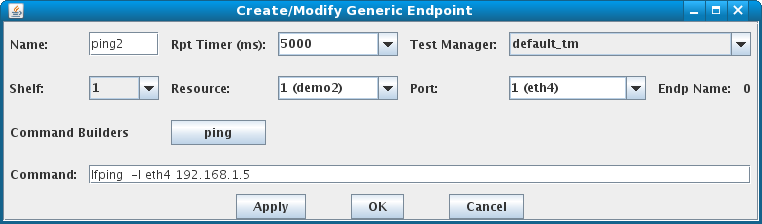 LANforge-GUI Generic Endpoint Create/Modify