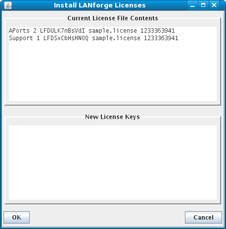 LANforge-GUI License Install Window