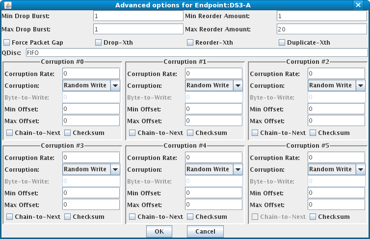 LANforge-GUI Network Emulation Advanced Options