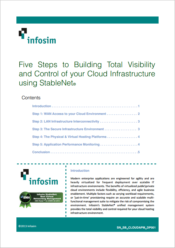 Infosim's Five Steps to Building Total Visibility and Control of your Cloud Infrastructure using StableNet